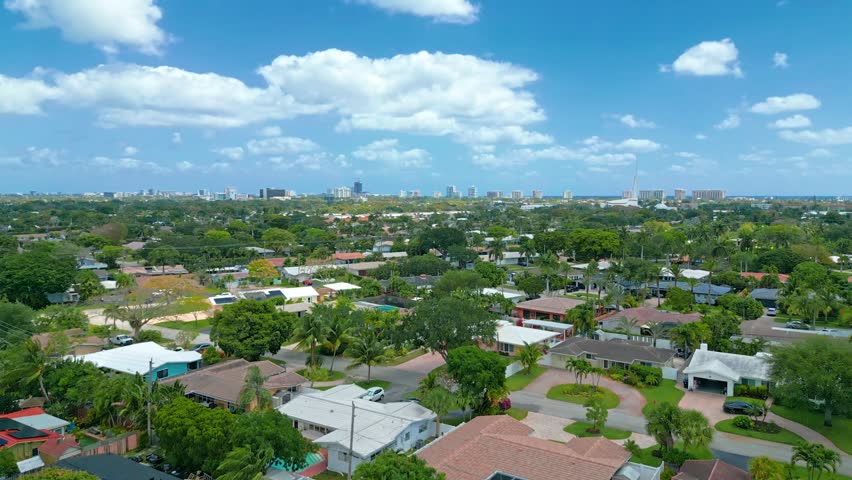 Drone Footage Over Suburban Fort Lauderdale, Florida Homes