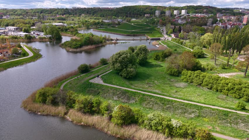 17th-century fortifications of Gdansk over the Motlawa river. Poland