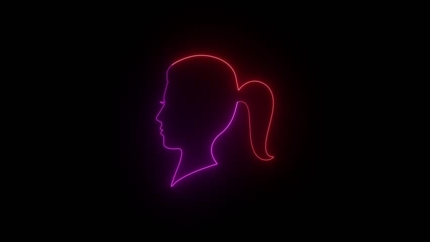 A neon silhouette of a woman