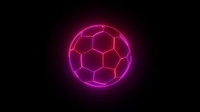 A glowing neon outline of a soccer ball in pink and purple hues against a dark background. Futuristic sports concept. - Powered by Shutterstock - Get 15% off with code: PIKWIZARD15