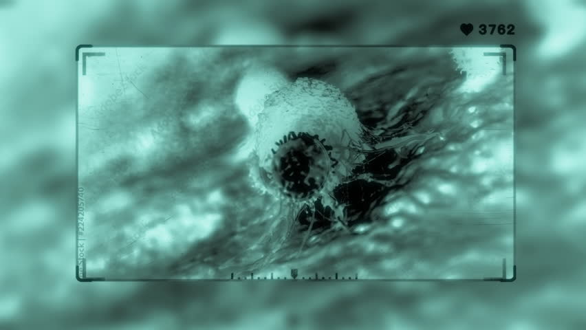 Dynamic microscopic animation of an immune cell engaging with cancer cells, displayed on a digital screen interface. Visualizing medical research, health, and disease concepts with technological eleme - Powered by Shutterstock - Get 15% off with code: PIKWIZARD15