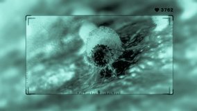 Dynamic microscopic animation of an immune cell engaging with cancer cells, displayed on a digital screen interface. Visualizing medical research, health, and disease concepts with technological eleme - Powered by Shutterstock - Get 15% off with code: PIKWIZARD15