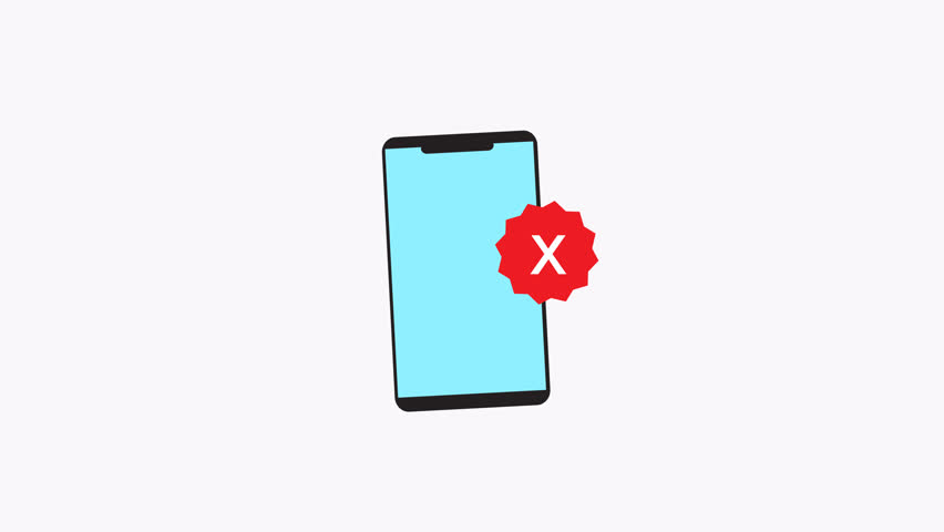 Phone with red x error symbol, representing technical issues or communication problems. Suitable for technology or troubleshooting concepts in design projects.