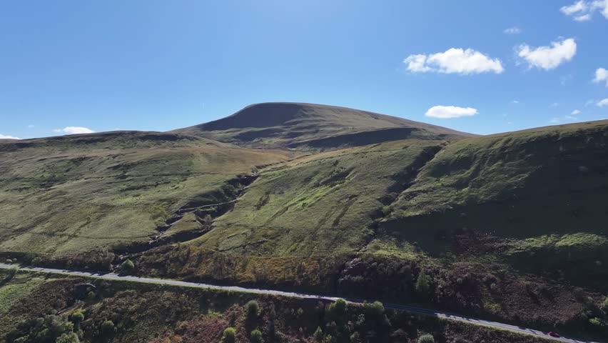 Brecon Beacons national park in Wales, Powys, Wales, Bannau Brycheiniog, September 2025, cinematic drone view