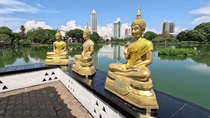 Peaceful Buddha Figures at Seema Malaka, Colombo – Iconic Lakeside Temple in Sri Lanka