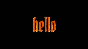 Scribble text animation of the word "hello" in a decorative, retro typeface with a yellow outline, creating a vintage greeting design element on transparent background.  - Powered by Shutterstock - Get 15% off with code: PIKWIZARD15