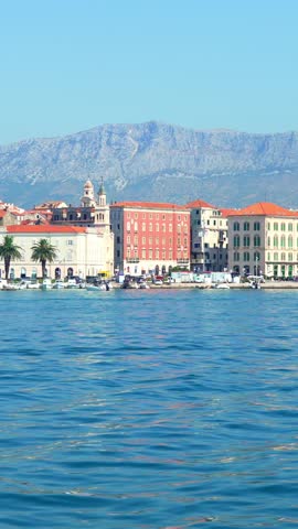 Split Croatia waterfront with historic buildings and mountains