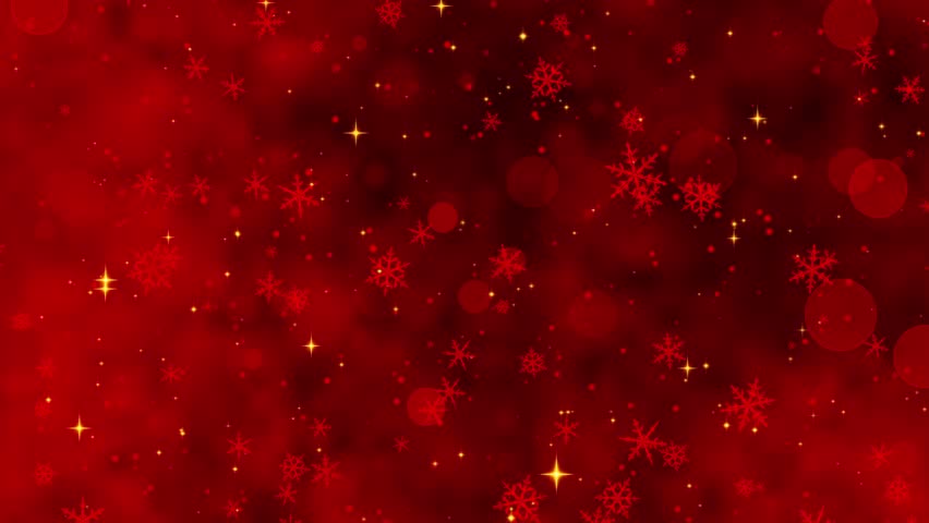 A Magical Christmas Animation Featuring a Sparkling Red Background with Whirling Snowflakes and a Glorious Illuminated Christmas Tree Bringing Holiday Cheer. seamless loop