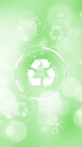 Concept ecology recycle icons on green bright vertical loop animation.	
