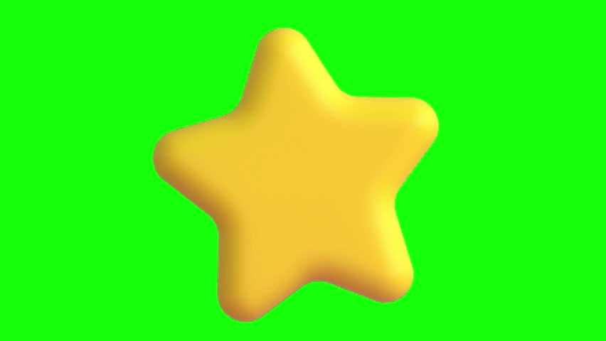 Animated spinning yellow 3D star on green screen.