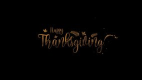 Elegant Happy Thanksgiving hand lettered brown script with autumn leaves and confetti on transparent background for seasonal greetings and designs.  4K video
 - Powered by Shutterstock - Get 15% off with code: PIKWIZARD15