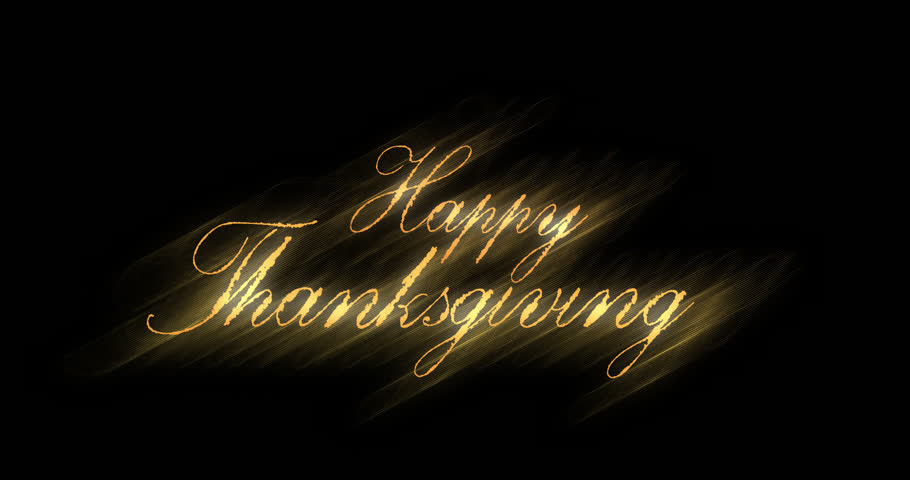 Golden text wishing Happy Thanksgiving on alpha channel