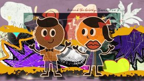 Vibrant animated collage features adorable cartoon boy and girl characters engaging with letters to spell 'STUDY'. This fun, educational video is perfect for early childhood learning, promoting litera - Powered by Shutterstock - Get 15% off with code: PIKWIZARD15