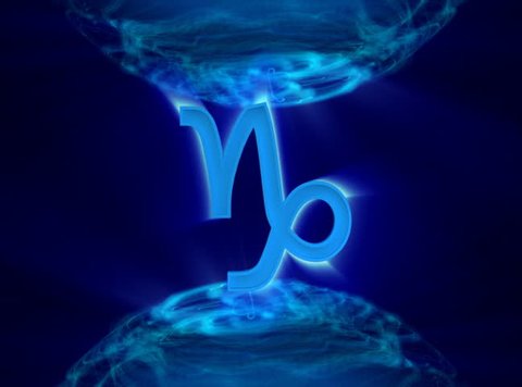 3d rotating capricorn zodiacal symbol in abstract space, loopable - NTSC
