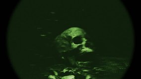 Night vision skull glowing in eerie green tones, emerging from the dark — haunting abstract horror concept. - Powered by Shutterstock - Get 15% off with code: PIKWIZARD15