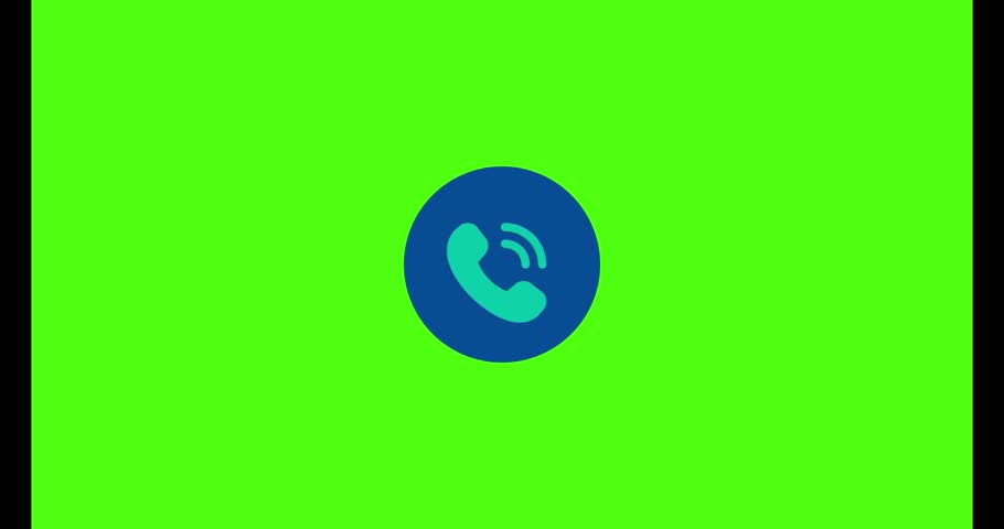 animated phone icon on a green screen with curved lines, perfect for video overlays.