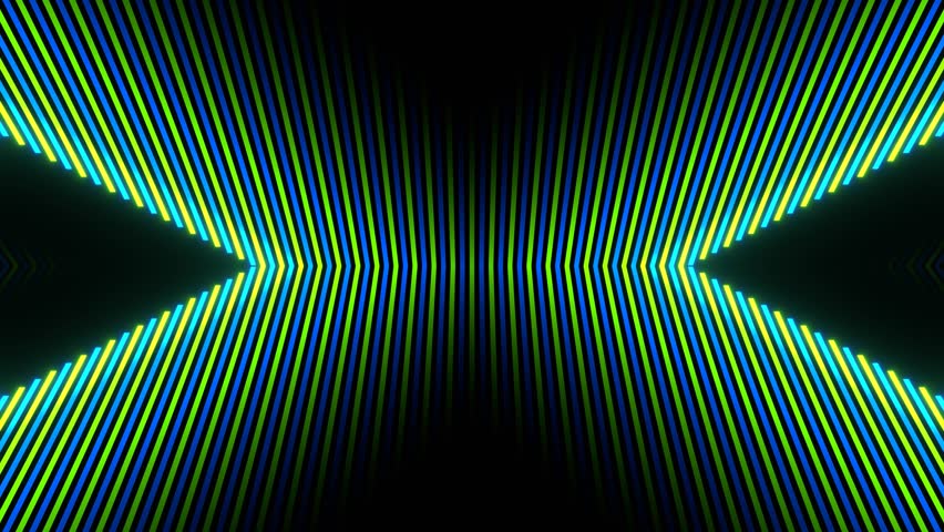 Green and Blue Neon Rays Disappear Into Distance Background VJ Loop in 4K