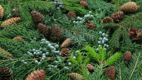 The composition slowly rotates on a turntable, creating a cozy and rustic holiday background. Ideal for use in Christmas videos, winter promotions, seasonal ads, and eco-friendly holiday projects - Powered by Shutterstock - Get 15% off with code: PIKWIZARD15