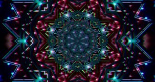 An AI-generated illustration of a neon mandala with star-like geometric patterns in vivid colors - Powered by Shutterstock - Get 15% off with code: PIKWIZARD15