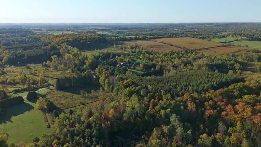 Canadian rural landscape in fall, showcasing Caledon, ON's colorful nature