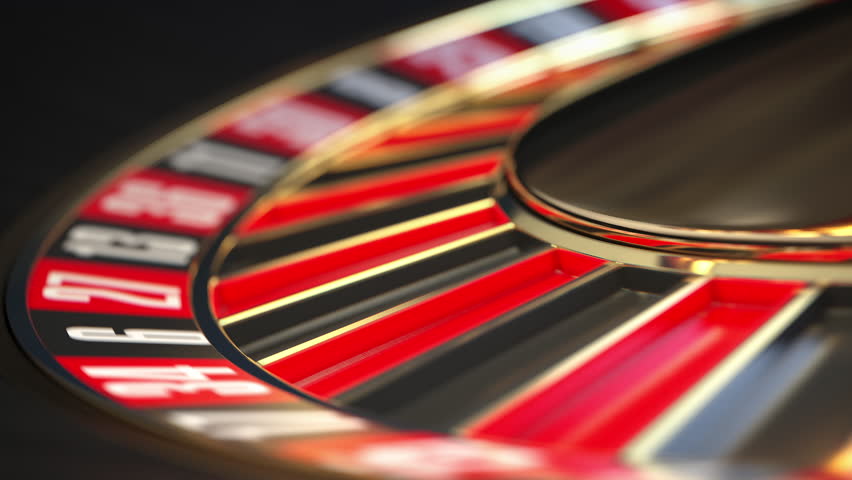 Casino roulette spinning wheel with ball hits zero. 3d animation. 3D Illustration