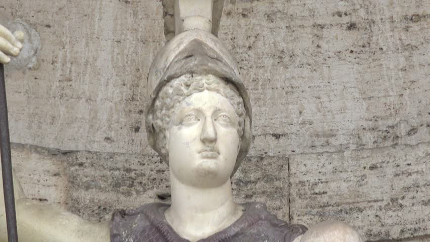 Architectural art work in Europe marble female warrior statue