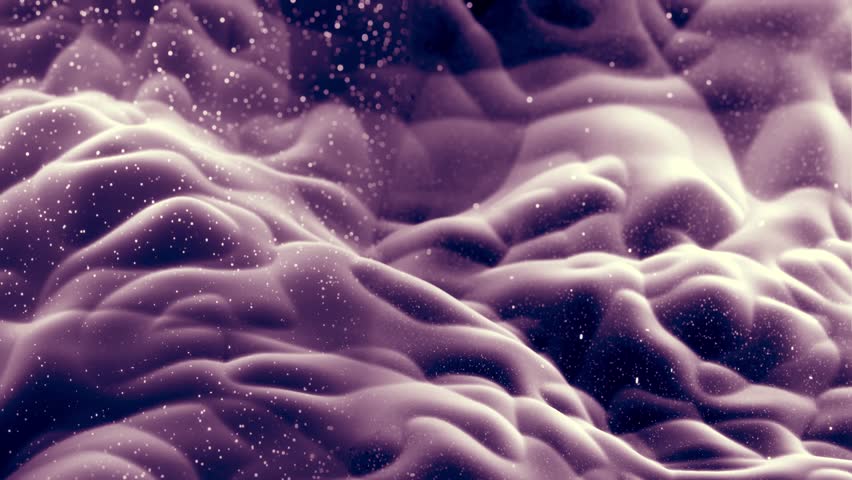 Abstract geometric surface like landscape or terrain, extrude or displace 3d noise. Loop 4k. Abstract waves of soft black matte material with light inner glow and glitters on morphing. 3D Illustration