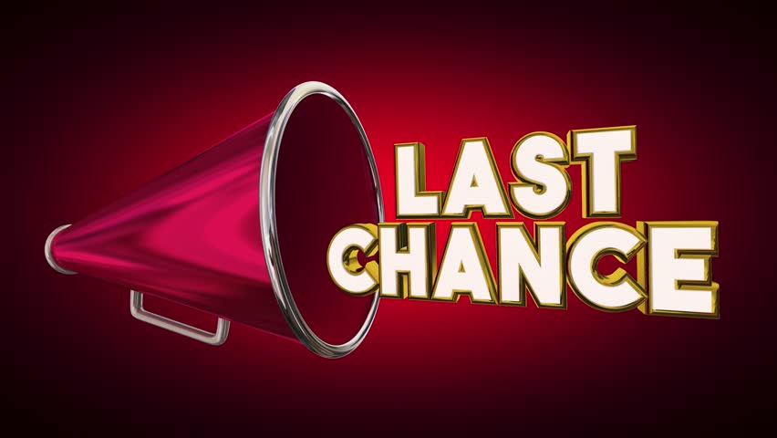 Last Chance Bullhorn Megaphone Final Deadline Countdown Reminder 3d Animation