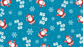 4K looping Christmas animation featuring cute Santa Claus characters, snowflakes, and “Ho Ho Ho” text on a blue background. Perfect for festive greetings, digital ads, wallpapers, and social media. - Powered by Shutterstock - Get 15% off with code: PIKWIZARD15