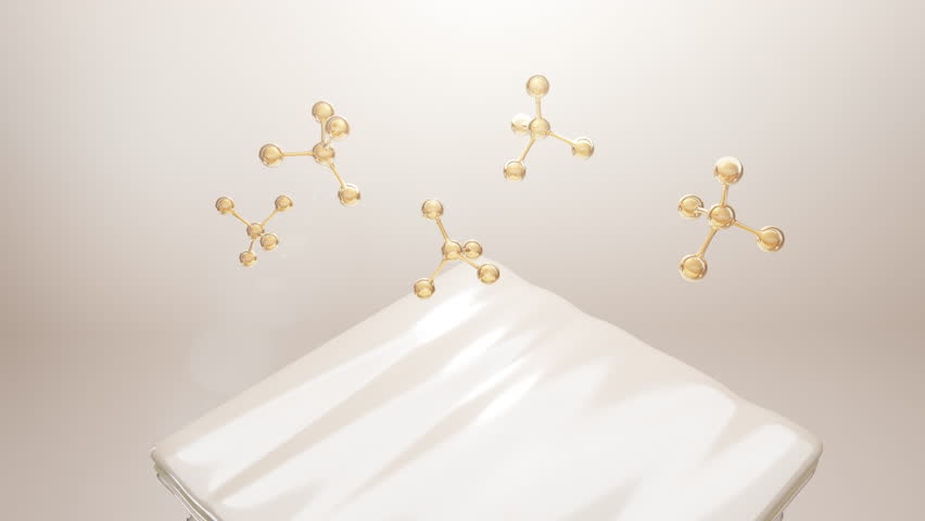 3D animation of skincare molecules penetrating layered skin surface. Ideal for cosmetic science, serum absorption, or ingredient-based beauty product visuals.