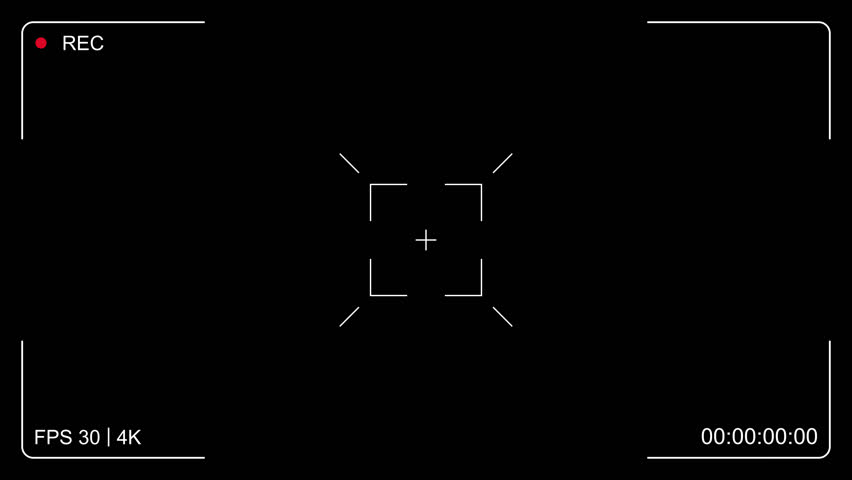 cinematic camera recording frame overlay for video editing and animation. modern camcorder viewfinder HUD in minimal digital style. digital camera HUD overlay with rec indicator and timecode