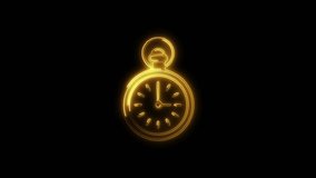 Pocket Watch Icon Animation with Glowing Lines on Black Background - Powered by Shutterstock - Get 15% off with code: PIKWIZARD15