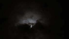 Dramatic 4K Time Lapse: Full Moon Shining Through Eerie, Fast-Moving clouds. Scene With Bright moonlight and Passing Clouds. - Powered by Shutterstock - Get 15% off with code: PIKWIZARD15