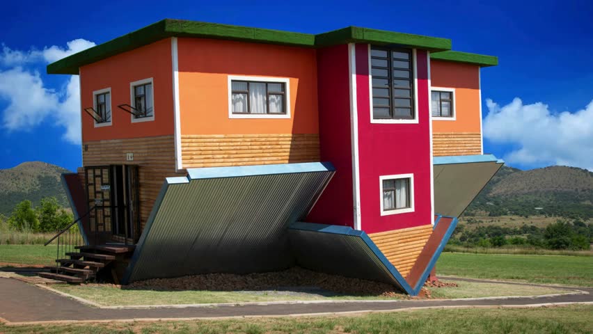 Hartbeespoort, North West, South Africa the Upside Down House, one of the strangest houses in South Africa.  A tourist attraction near Hartbeespoort Dam.  