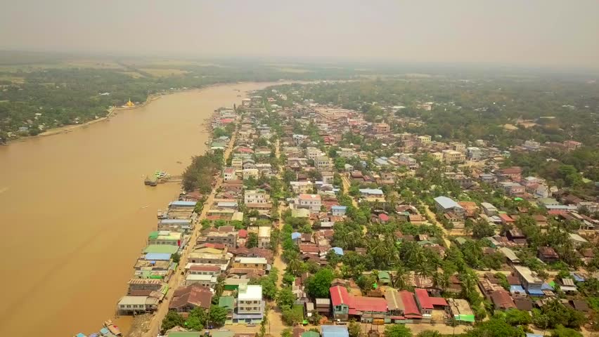  Futuristic aerial view panorama of developing Yangon city , Aerial view of Sule pagoda in downtown, Yangon, Myanmar. Sule Pagoda located in the heart of Yangon, Karaweik royal barge, Kandawgyi Lake, 