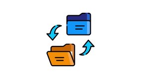 Seamless loop of a file transfer icon animation. Features a clean, modern design with a transparent alpha channel for easy compositing over any background. Perfect for apps and tech projects. - Powered by Shutterstock - Get 15% off with code: PIKWIZARD15