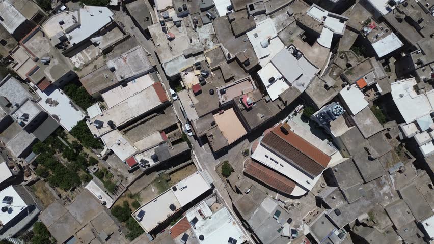 Olympoi, Chios island, Greece - July 20th, 2025 - footage of the village, exterior of the houses, mountains around, traditional medieval streets and mastic region landscapes
