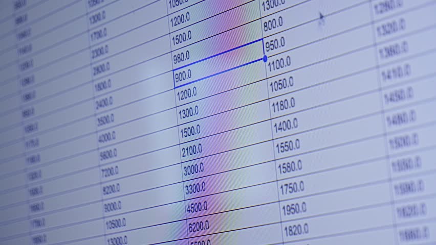 Table of digital documents with numbers close-up footage. Accounting and auditing concept. High quality 4k footage
