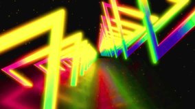 Dive into a vibrant tunnel of neon triangles, perfect for adding a modern, futuristic vibe to your next project or captivating background element today - Powered by Shutterstock - Get 15% off with code: PIKWIZARD15