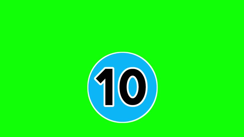 Vibrant countdown timer with bold number seven on green screen for engaging video intros and playful educational content, ideal for digital creators