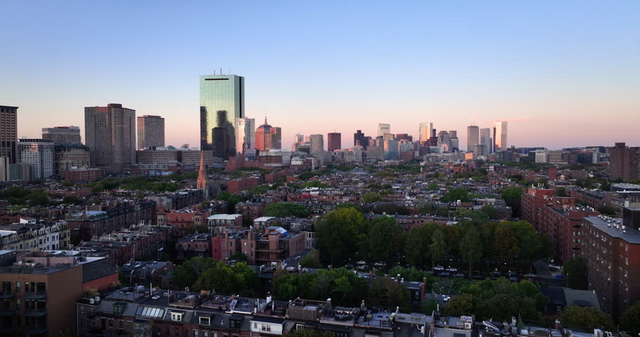 Sunset View of the Boston Skyline from the South End Neighborhood