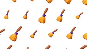 Halloween seamless pattern orange witch broom on transparent background repeating magical broom design for spooky Halloween decoration and fabric print. - Powered by Shutterstock - Get 15% off with code: PIKWIZARD15
