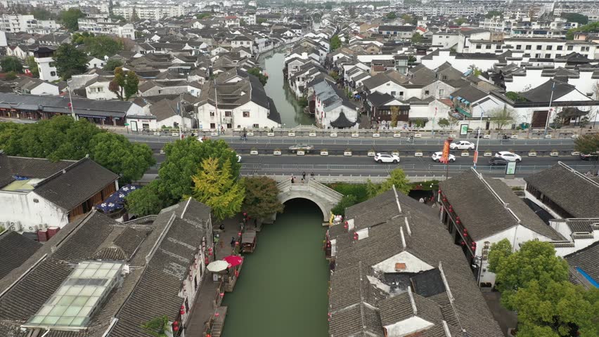 aerial view of Shantang street in Suzhou city, China