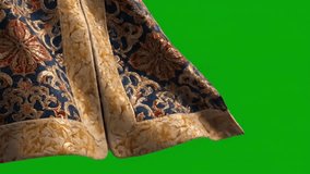 Capture timeless elegance with flowing, patterned fabric against green screen. Perfect for adding a touch of historical luxury to any scene or creative project. - Powered by Shutterstock - Get 15% off with code: PIKWIZARD15