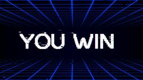 You Win Glitch Text Animation RGB Split Chromatic Aberration Futuristic Blue Grid Background - Powered by Shutterstock - Get 15% off with code: PIKWIZARD15