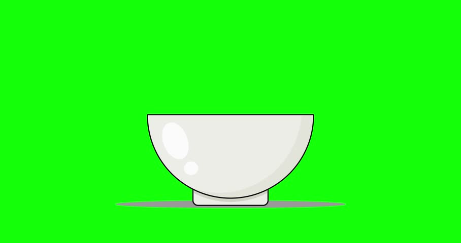 Animated footage of chopsticks slowly picking up noodles from a bowl on red background. Simple flat motion design ideal for Asian food theme, restaurant promo, or cooking animation.