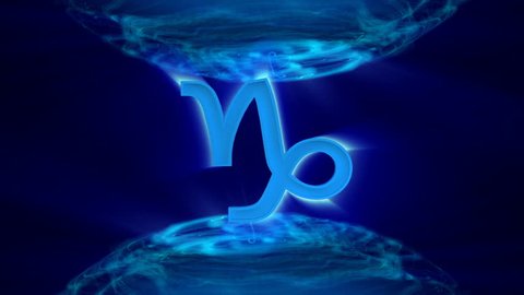 3d rotating capricorn zodiacal symbol in abstract space, loopable - 1080p