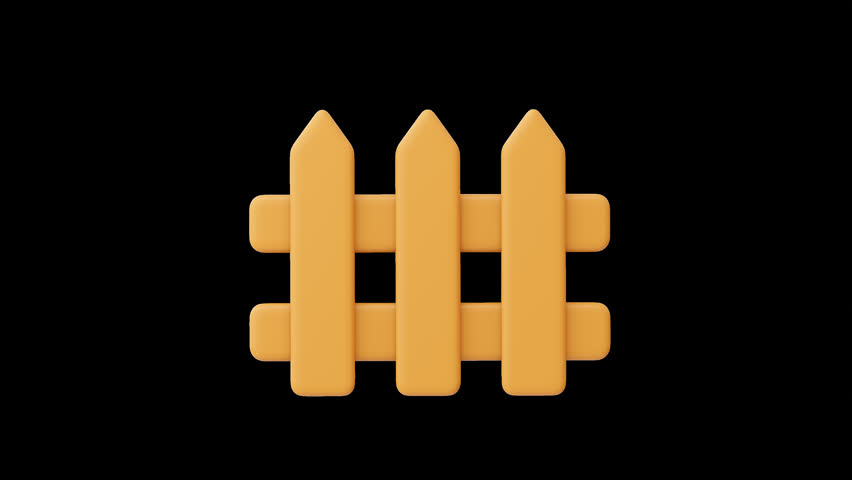 3d Fence icon Rotating on transparent background