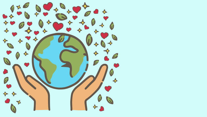kindness world with hand holding globe. a positive and caring vibe pastel illustration . Great for eco-friendly products, Earth Day graphics, and sustainable initiatives
