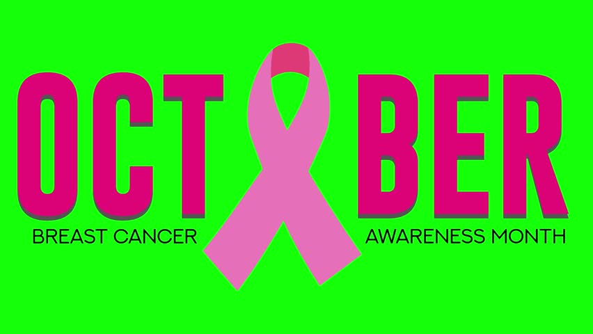 October Awareness Month green screen animation video on green screen for breast cancer, health campaigns, events, social media and editing use